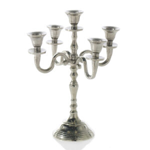 Silver 5 Arm Candelabra 12"