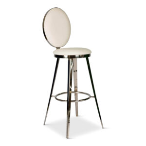 Annabelle  Silver Barstool- White velvet